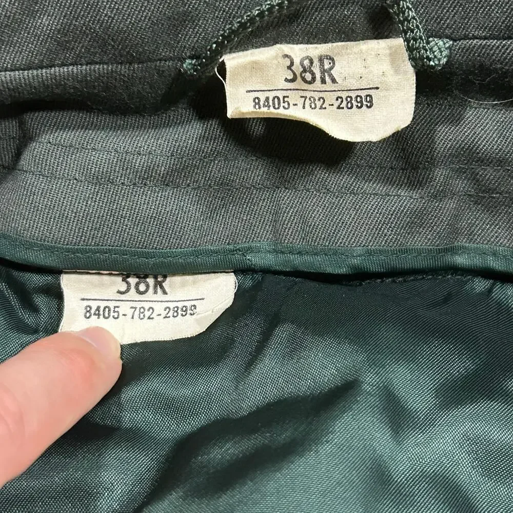 Vintage 1967 US Army AG-44 Wool Gabardine Trench Overcoat w/Liner 38R Green